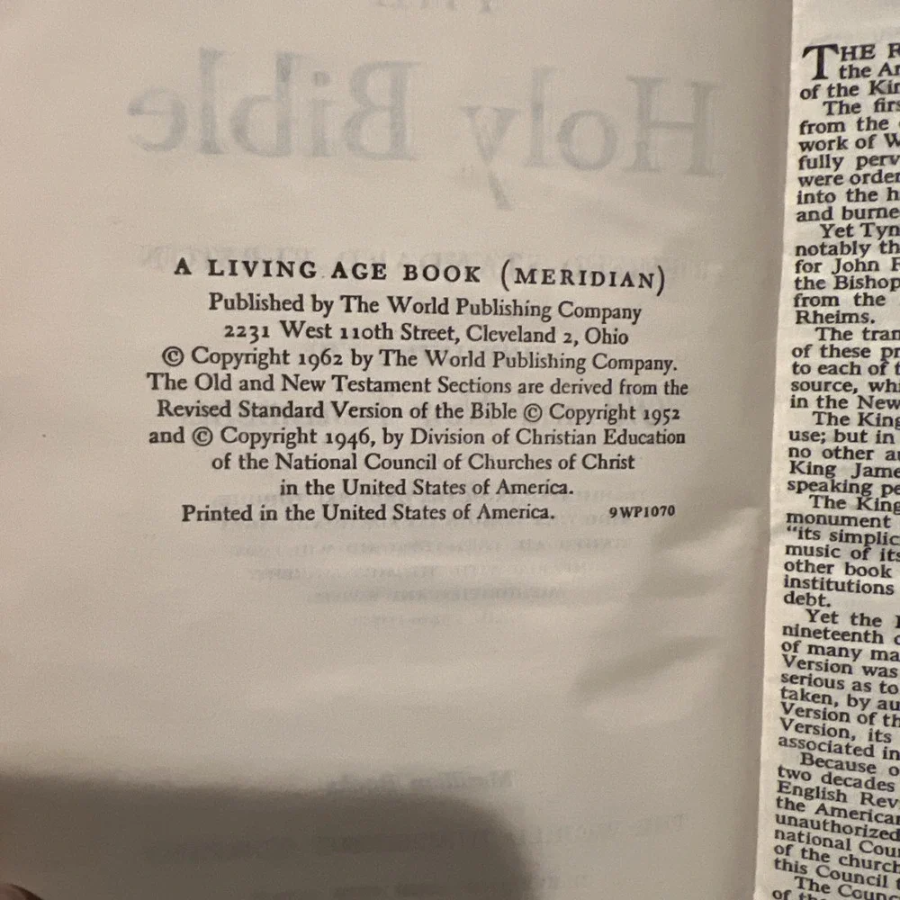 The Holy Bible / Revised standard version‎ 1962 Living Age/Meridian Books